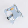 Elegant Leather Dog Harness and Leash Set – Pink / Blue / Yellow
