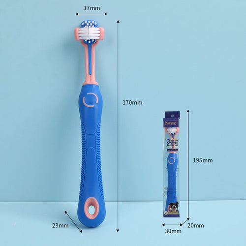 Three-Sided Pet Toothbrush for Dogs and Cats