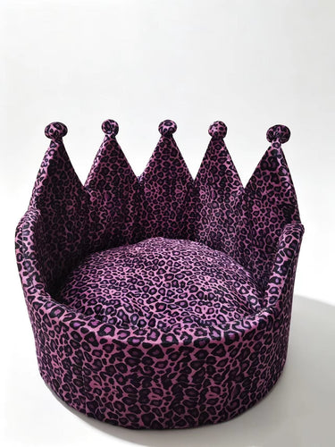 Purple Leopard Crown Pet Sofa Bed