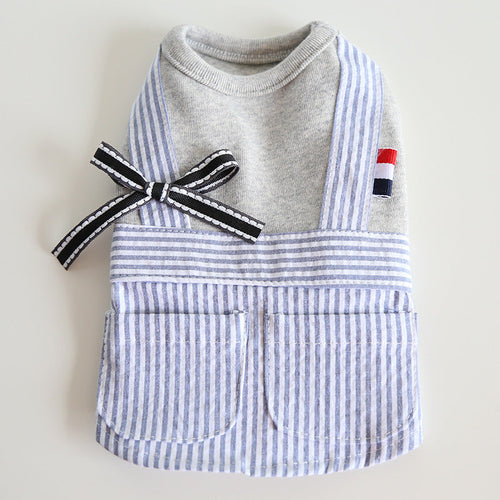 Gray Striped Pet Shirt or Dress Matching Couple Outfit