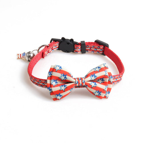 Patriotic Bow Tie Cat Collar with Bell USA