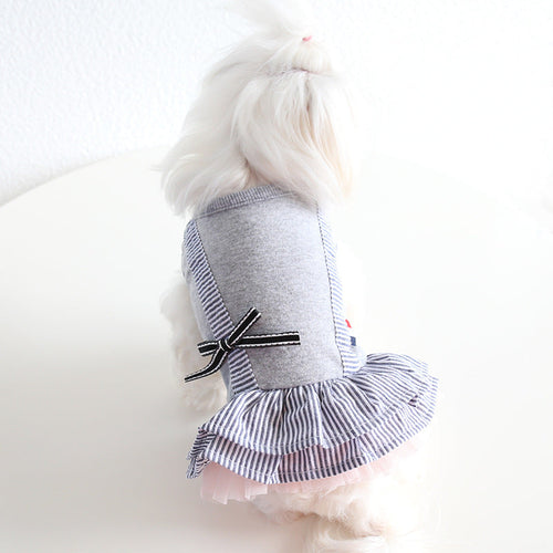Gray Striped Pet Shirt or Dress Matching Couple Outfit