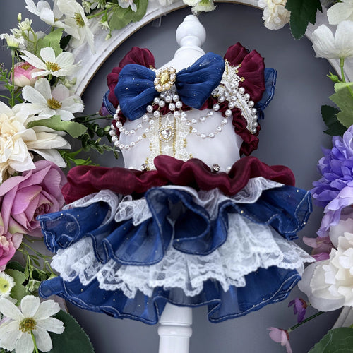 Handmade Luxury Dog Dress Royal Style Lace Tutu