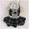 Luxury Black Tweed Rhinestone Dog Dress with Hat – Elegant French Couture Style
