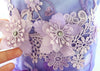 Luxury Purple Princess Dog Dress Floral Lace Tulle Wedding Gown for Small Dogs