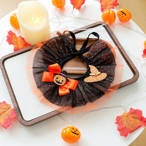 Pumpkin Witch Hat Halloween Pet Ruffle Collar