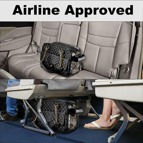Pet Carrier – Quilted PU Leather with Gold Chain