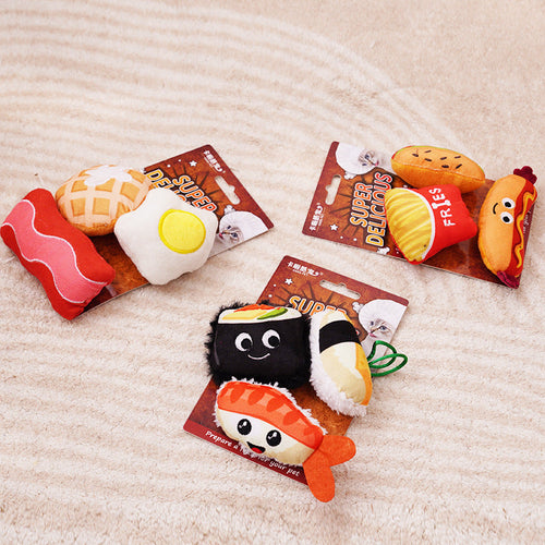 Food-Themed Catnip Plush Cat Toy 3-Pack
