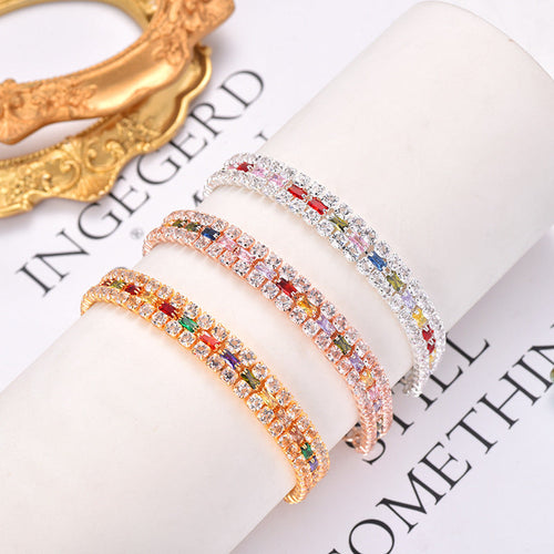 Rose-Gold-Tone Multicolor Rhinestone Pet Necklace