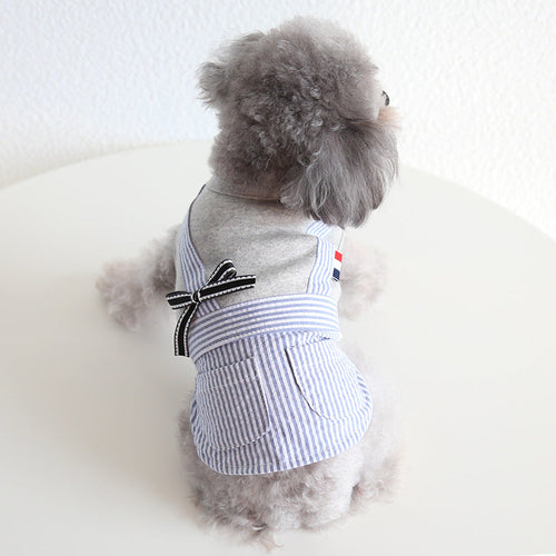 Gray Striped Pet Shirt or Dress Matching Couple Outfit
