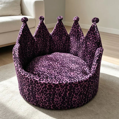 Purple Leopard Crown Pet Sofa Bed
