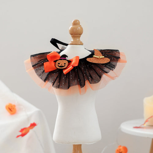 Pumpkin Witch Hat Halloween Pet Ruffle Collar