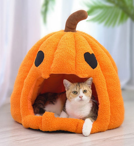 Halloween Pumpkin Pet Cave Bed