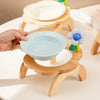 Elevated Dog Bowl with Stand Wooden Raised Pet Feeder Anti-Spill Cat Dog Bowl for Small Dogs Neck Protection Feeding Stand