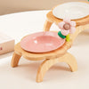 Elevated Dog Bowl with Stand Wooden Raised Pet Feeder Anti-Spill Cat Dog Bowl for Small Dogs Neck Protection Feeding Stand