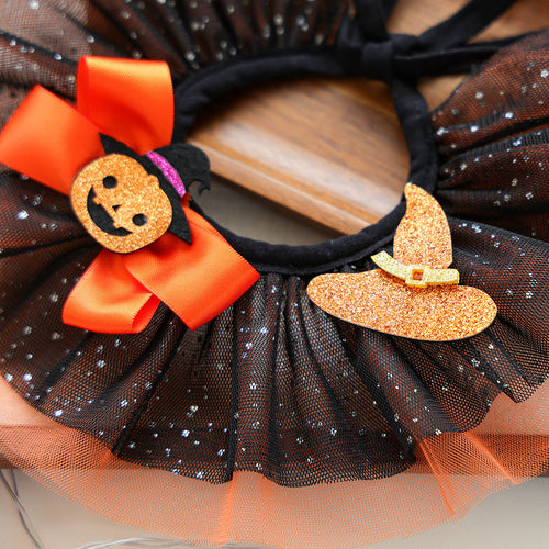 Pumpkin Witch Hat Halloween Pet Ruffle Collar
