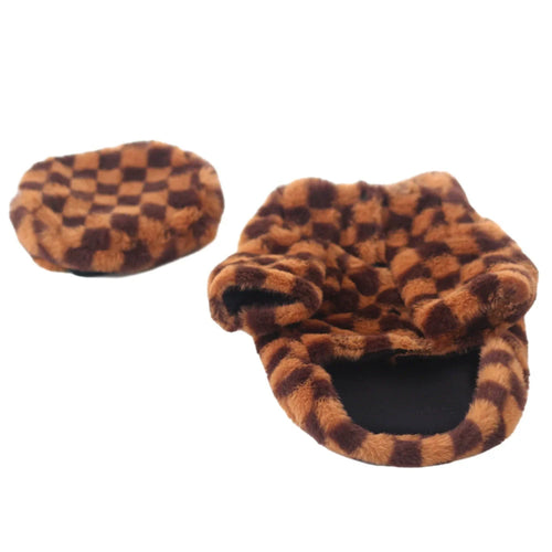 Pet Checkered Plush Outfit with Hat
