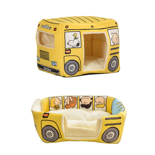 Cartoon Bus 2-in-1 Pet House Bed