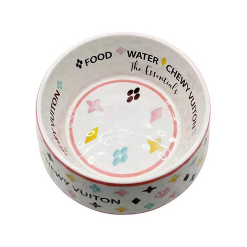 Monogram Melamine Pet Bowl (white)+Placemat