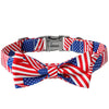 Patriotic USA Flag Dog Collar Set with Bow Tie & Leash – Adjustable Red White Blue Pet Collar for Independence Day