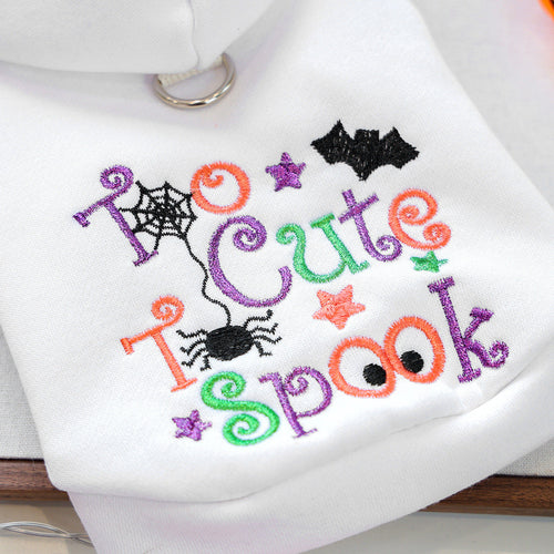 Too Cute to Spook White Halloween Pet Hoodie