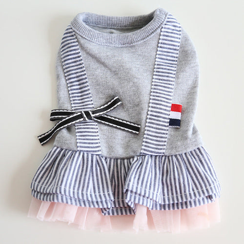 Gray Striped Pet Shirt or Dress Matching Couple Outfit
