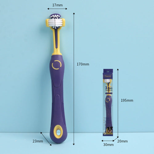 Three-Sided Pet Toothbrush for Dogs and Cats