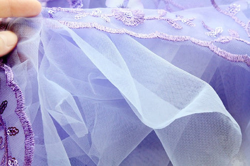 Luxury Purple Princess Dog Dress Floral Lace Tulle Wedding Gown for Small Dogs