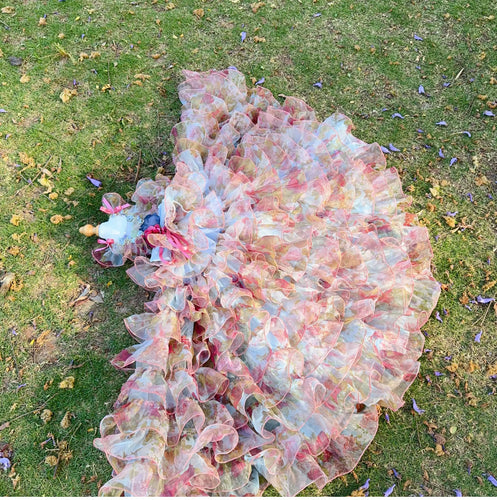 Pastel Floral Tulle Pet Dress with Detachable Gown