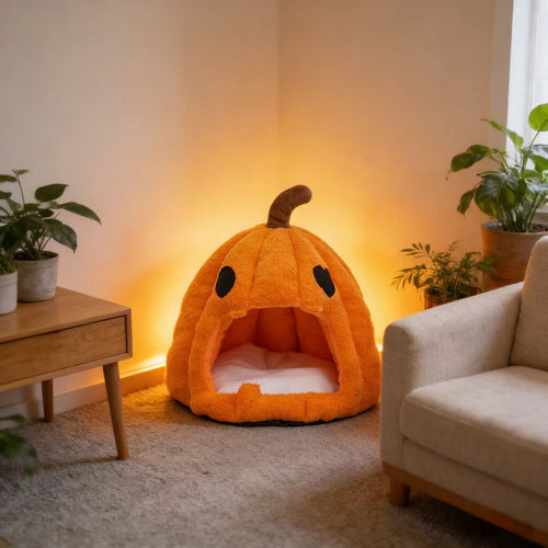 Halloween Pumpkin Pet Cave Bed