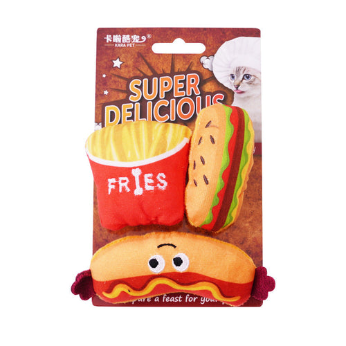 Food-Themed Catnip Plush Cat Toy 3-Pack