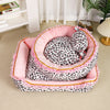Pink Leopard Plush Bolster Pet Bed