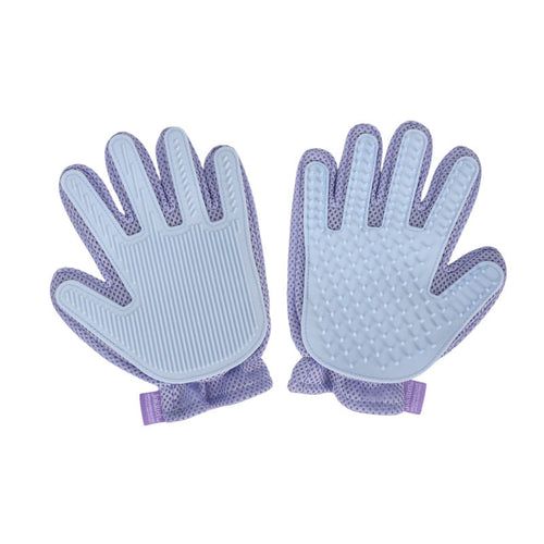 Blue Dual-Sided Pet Grooming Glove for Dogs and Cats