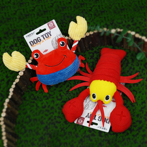 Lobster & Crab Squeaky Plush Dog Toy