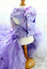 Luxury Purple Princess Dog Dress Floral Lace Tulle Wedding Gown for Small Dogs