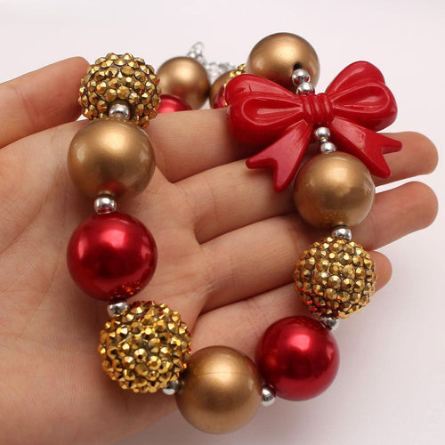 Rose Heart Bow Acrylic Beaded Dog Necklace (3Colors)