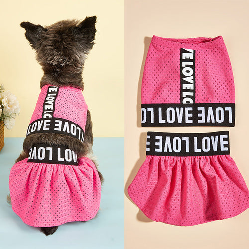 Rose Pink LOVE 2-Piece GYM Dog Dress Set