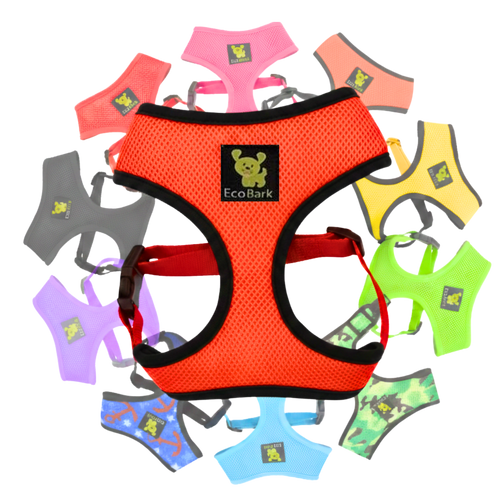 Over-the-Head Dog Harnesses - Max Comfort - 18 Colors & Patterns / Orange
