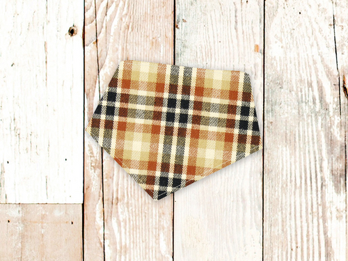 Orange Navy Plaid FLANNEL Dog Bandana