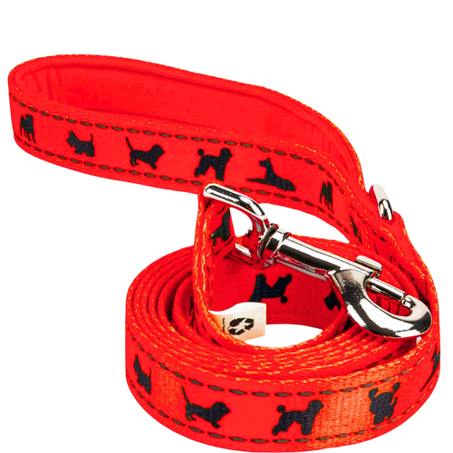 EcoBark Safety Orange Dog Leash- Padded Comfort Grip Leash with Dog Pattern - 4ft, 5ft, and 6ft Leash for Small and Medium Dogs