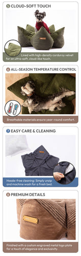 OULU X PEHOM - CUDDLE PET PILLOW BED- Navy Blue / Olive Green / Canyon Brown