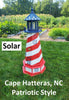 Amish  Handmade Patriotic Solar Lighthouse - Landmark Replica - Garden Decor