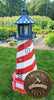 Amish  Handmade Patriotic Solar Lighthouse - Landmark Replica - Garden Decor