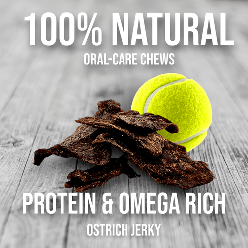 Tasty Ostrich Jerky (2oz): The Protein-Packed, Dental-Health Chew for Dogs of All Sizes