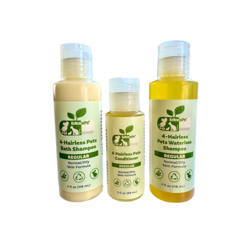 4-HAIRLESS PETS REGULAR SHAMPOO, WATERLESS SHAMPOO & CONDITIONER KIT