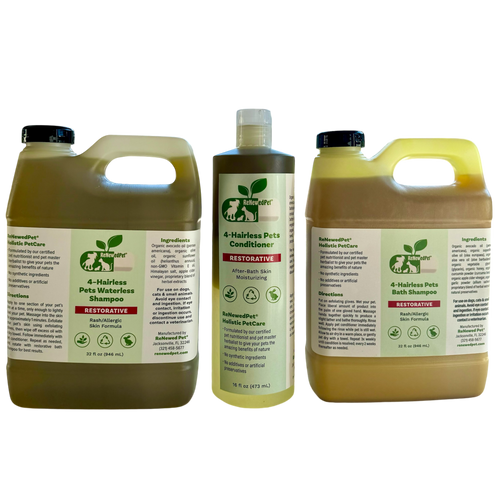 4-HAIRLESS PETS RESTORATIVE SHAMPOO, WATERLESS & CONDITIONER