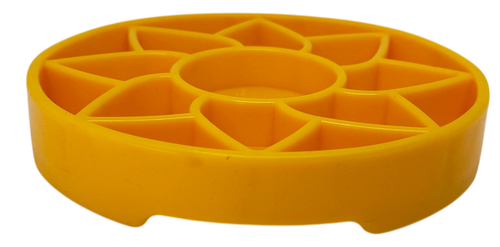 Sunflower Softie eTray Slow Feeder Dog Bowl | Soft Shallow Lick Mat | Yellow & Purple | USA Made