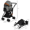 Luxury Folding Pet Stroller Travel Carriage 2 In 1 (Grey)