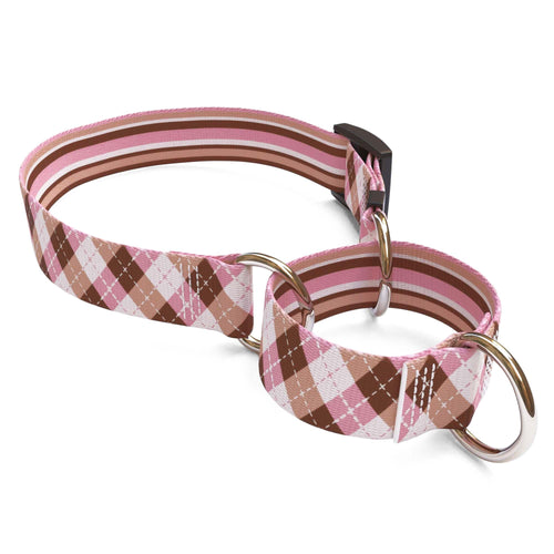 Pink and Brown Argyle Dog Collar