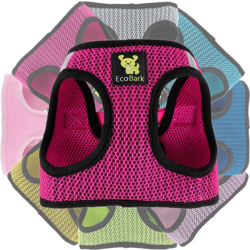 EcoBark Fuchsia Step In Dog Harness - Reflective Soft Mesh Harness for Teacup, Small Dogs and Puppies / Fuchsia Sport